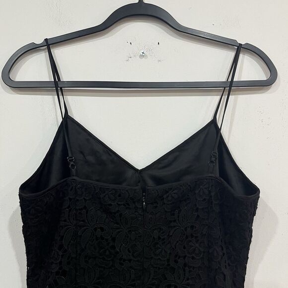 White House Black Market Black Lace Bodycon Dress Size 4 Spaghetti Strap - Picture 5 of 7